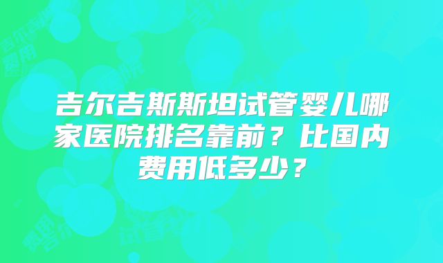 吉尔吉斯斯坦试管婴儿哪家医院排名靠前？比国内费用低多少？