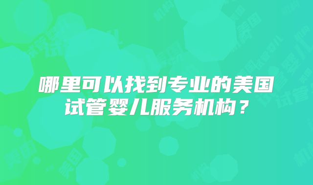 哪里可以找到专业的美国试管婴儿服务机构?
