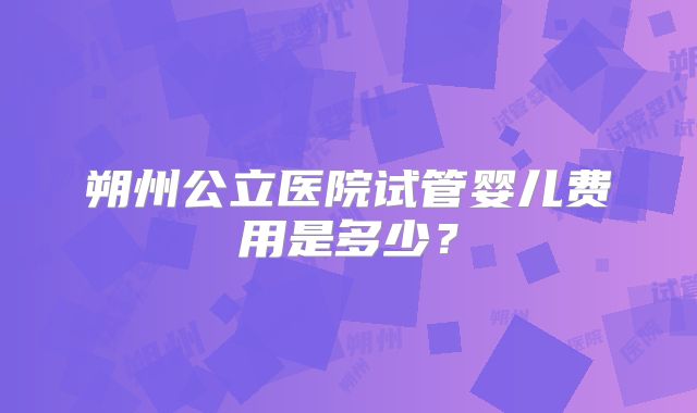 朔州公立医院试管婴儿费用是多少?
