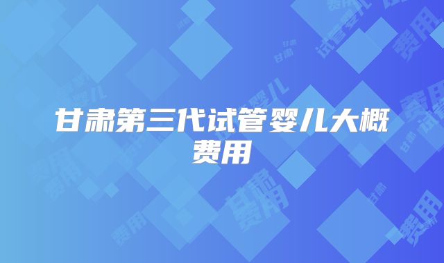 甘肃第三代试管婴儿大概费用