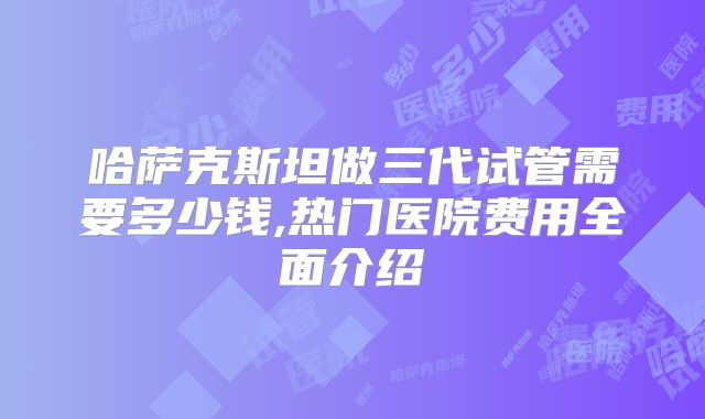 哈萨克斯坦做三代试管需要多少钱,热门医院费用全面介绍