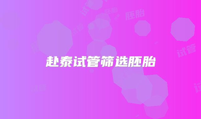 赴泰试管筛选胚胎�