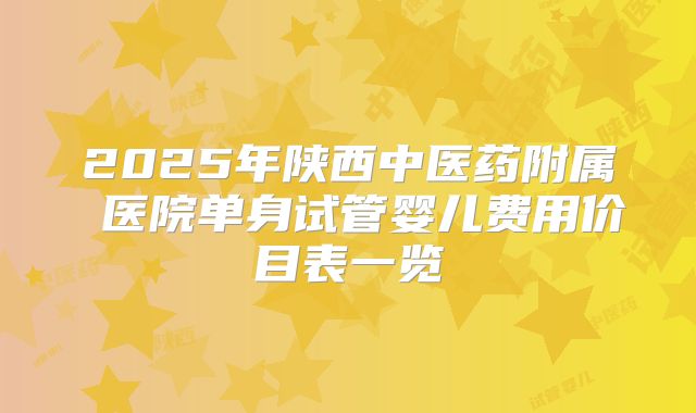 2025年陕西中医药附属 医院单身试管婴儿费用价目表一览