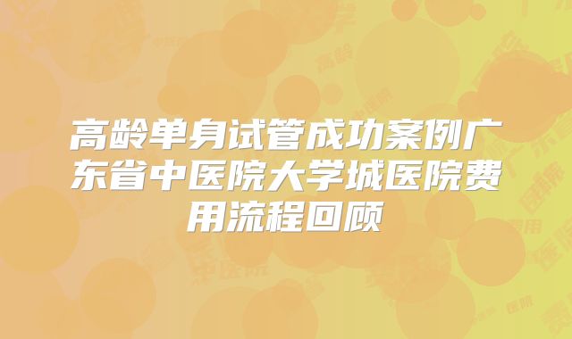 高龄单身试管成功案例广东省中医院大学城医院费用流程回顾