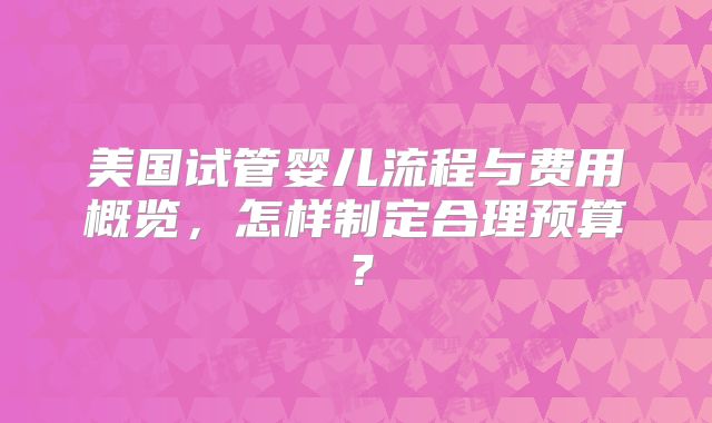 美国试管婴儿流程与费用概览,怎样制定合理预算?