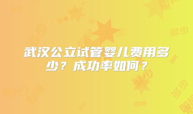 武汉公立试管婴儿费用多少?成功率如何?