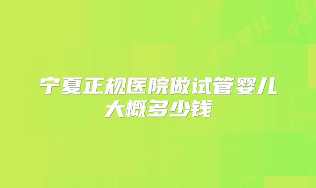 宁夏正规医院做试管婴儿大概多少钱