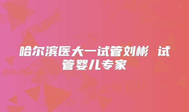 哈尔滨医大一试管刘彬 试管婴儿专家