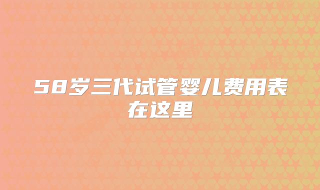 58岁三代试管婴儿费用表在这里