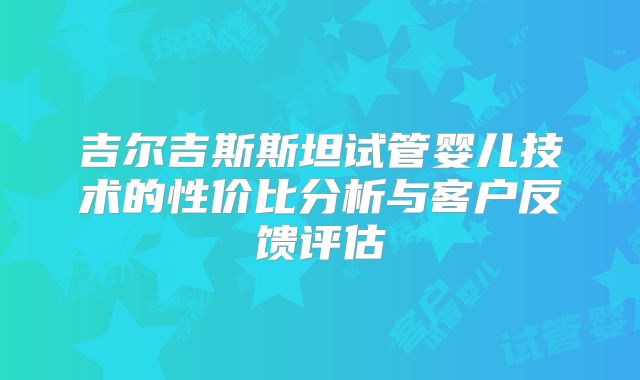 吉尔吉斯斯坦试管婴儿技术的性价比分析与客户反馈评估