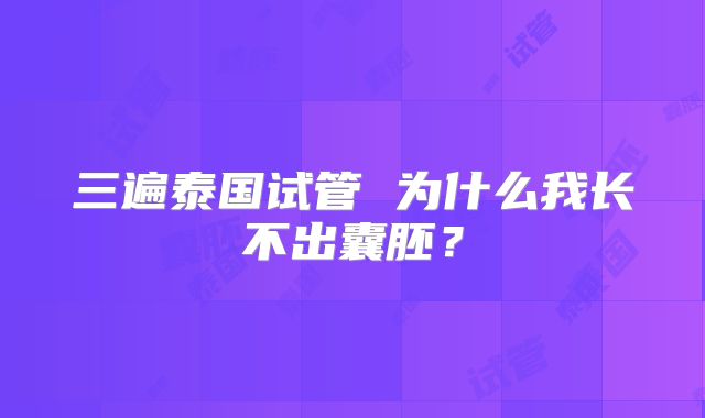 三遍泰国试管 为什么我长不出囊胚？