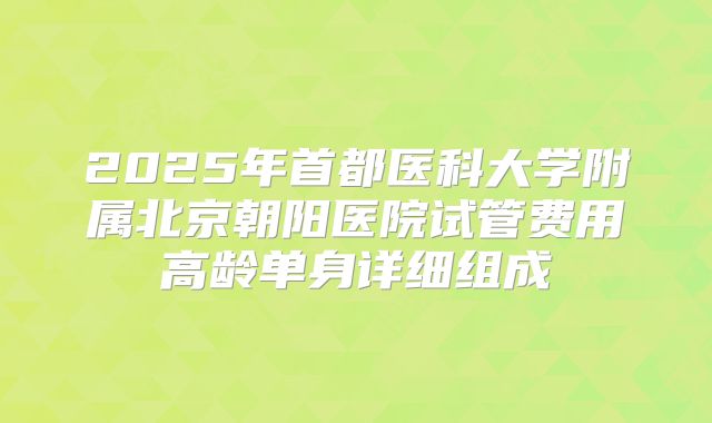 2025年首都医科大学附属北京朝阳医院试管费用高龄单身详细组成