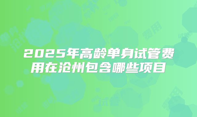 2025年高龄单身试管费用在沧州包含哪些项目