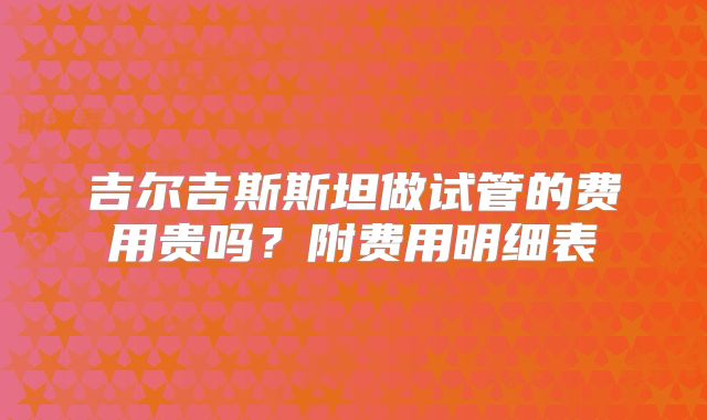 吉尔吉斯斯坦做试管的费用贵吗?附费用明细表