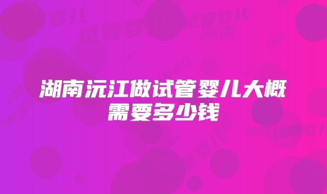 湖南沅江做试管婴儿大概需要多少钱