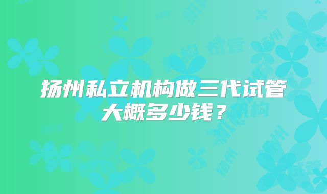 扬州私立机构做三代试管大概多少钱？