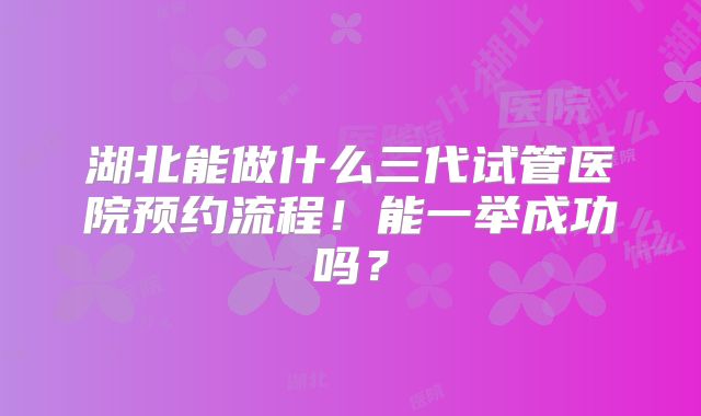 湖北能做什么三代试管医院预约流程!能一举成功吗?