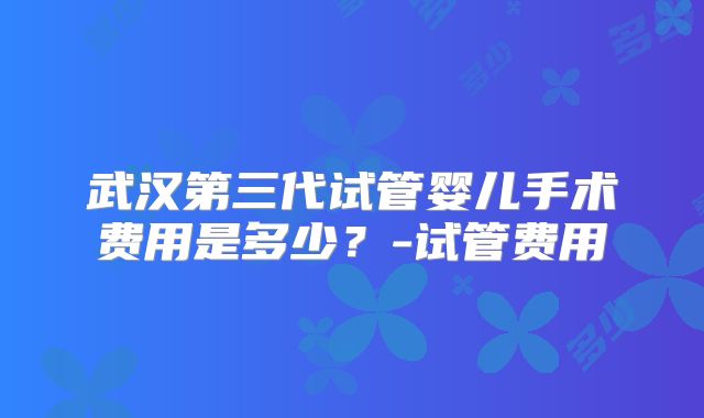 武汉第三代试管婴儿手术费用是多少？-试管费用