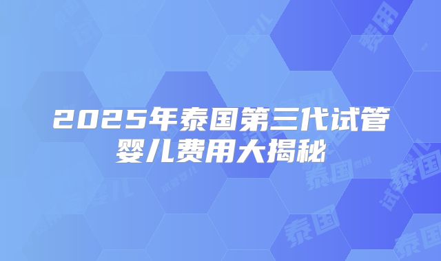 2025年泰国第三代试管婴儿费用大揭秘