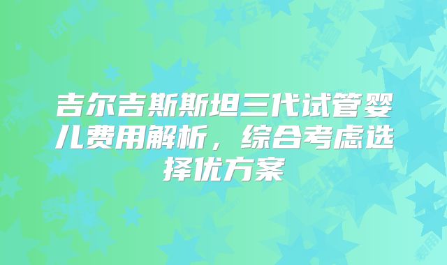 吉尔吉斯斯坦三代试管婴儿费用解析，综合考虑选择优方案