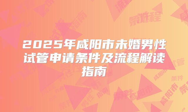 2025年咸阳市未婚男性试管申请条件及流程解读指南