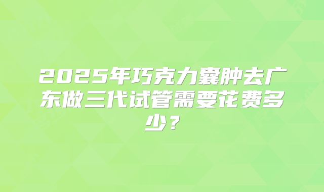 2025年巧克力囊肿去广东做三代试管需要花费多少？