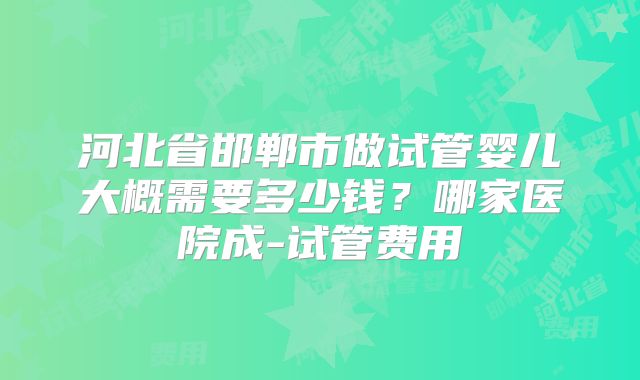 河北省邯郸市做试管婴儿大概需要多少钱?哪家医院成-试管费用