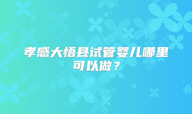 孝感大悟县试管婴儿哪里可以做?