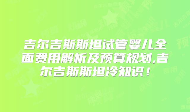 吉尔吉斯斯坦试管婴儿全面费用解析及预算规划,吉尔吉斯斯坦冷知识！