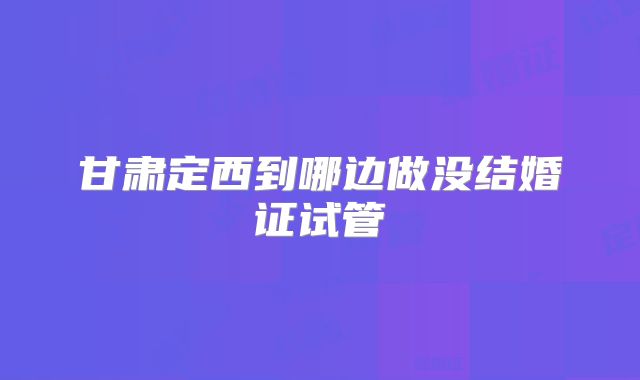 甘肃定西到哪边做没结婚证试管