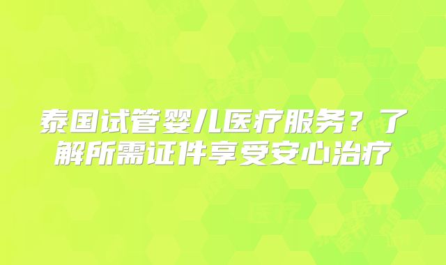 泰国试管婴儿医疗服务？了解所需证件享受安心治疗