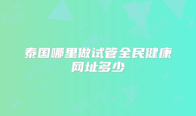泰国哪里做试管全民健康网址多少