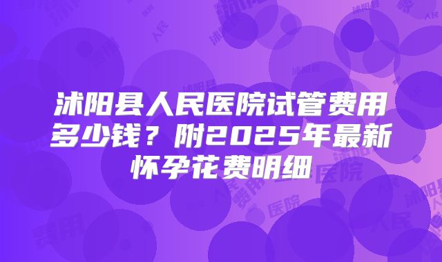 沭阳县人民医院试管费用多少钱?附2025年最新怀孕花费明细
