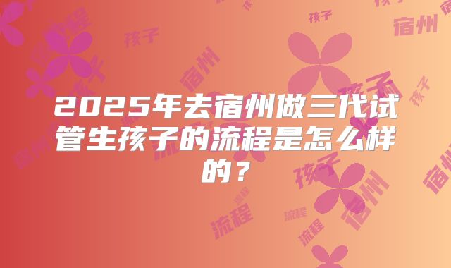 2025年去宿州做三代试管生孩子的流程是怎么样的？