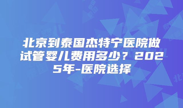 北京到泰国杰特宁医院做试管婴儿费用多少？2025年-医院选择