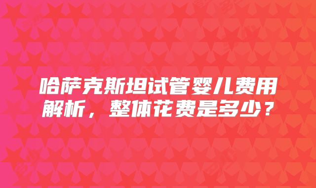 哈萨克斯坦试管婴儿费用解析，整体花费是多少？
