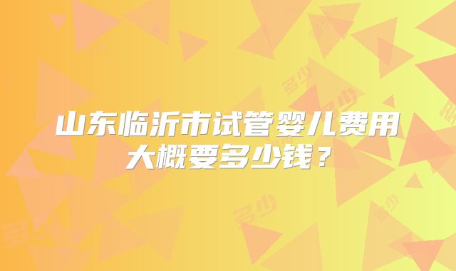 山东临沂市试管婴儿费用大概要多少钱?