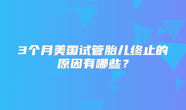 3个月美国试管胎儿终止的原因有哪些?