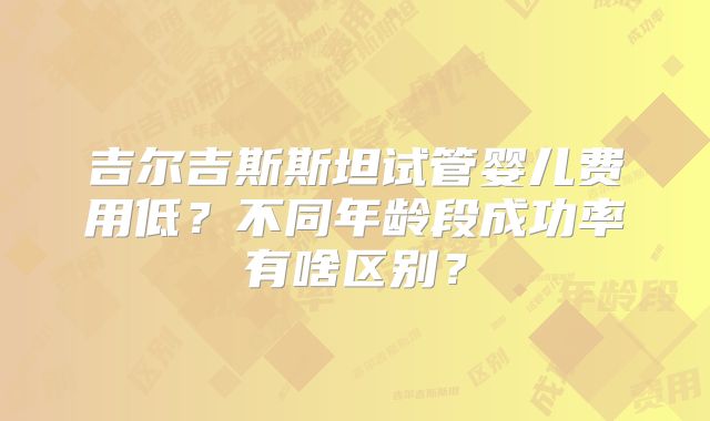 吉尔吉斯斯坦试管婴儿费用低?不同年龄段成功率有啥区别?
