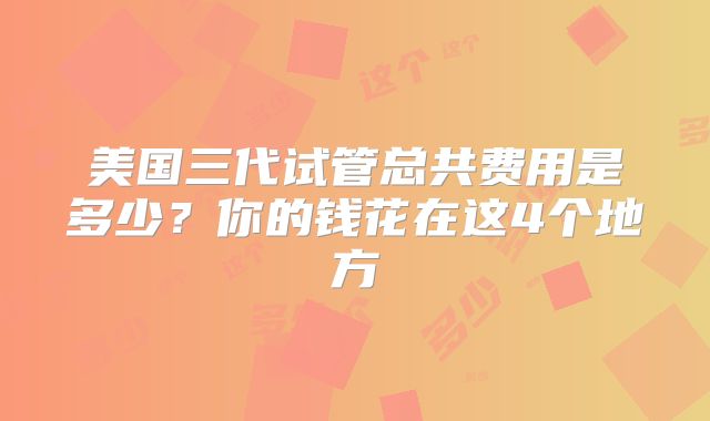 美国三代试管总共费用是多少?你的钱花在这4个地方