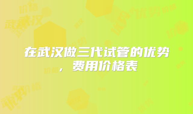 在武汉做三代试管的优势，费用价格表