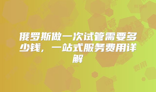 俄罗斯做一次试管需要多少钱, 一站式服务费用详解