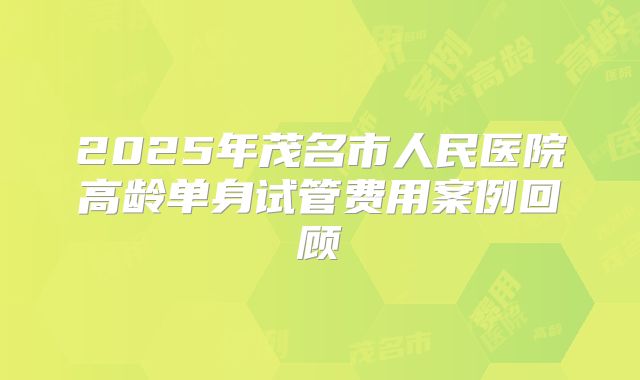 2025年茂名市人民医院高龄单身试管费用案例回顾