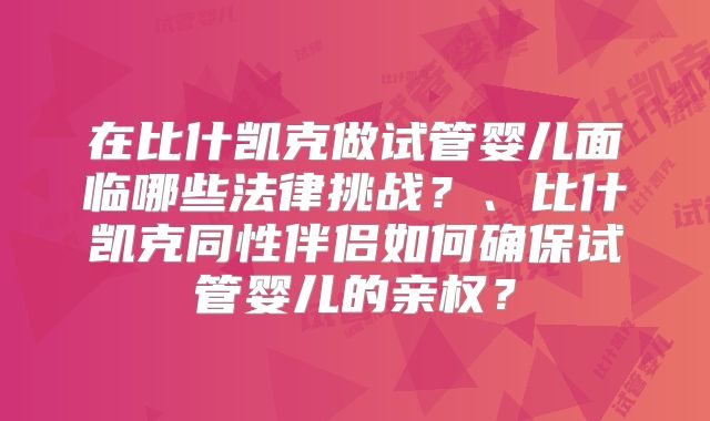 在比什凯克做试管婴儿面临哪些法律挑战?、比什凯克同性伴侣如何确保试管婴儿的亲权?