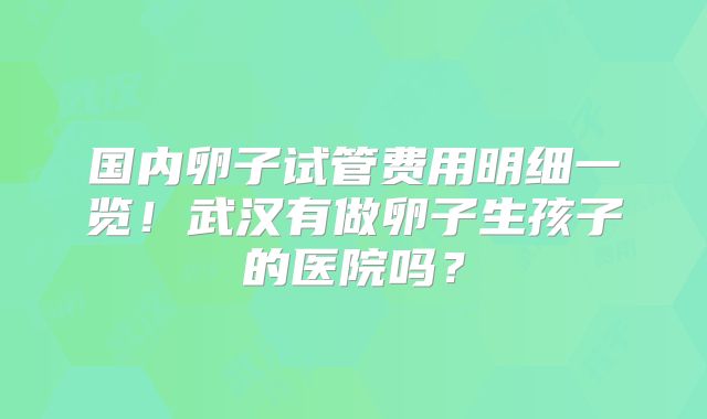 国内卵子试管费用明细一览!武汉有做卵子生孩子的医院吗?