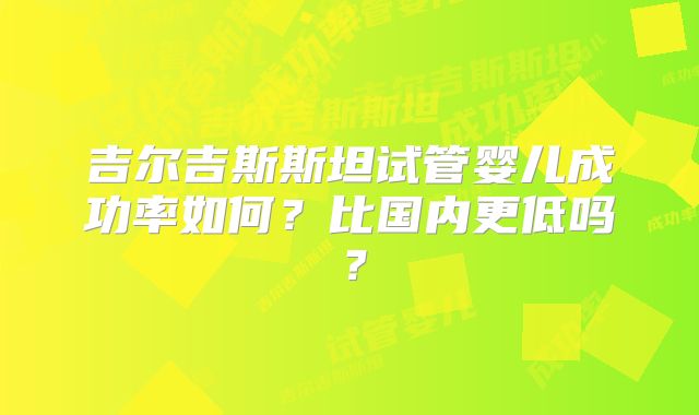 吉尔吉斯斯坦试管婴儿成功率如何？比国内更低吗？