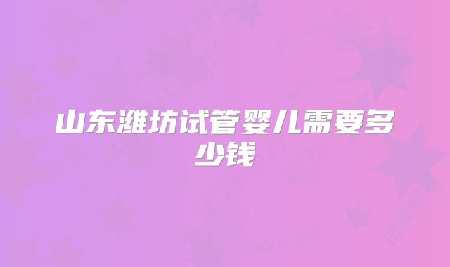 山东潍坊试管婴儿需要多少钱