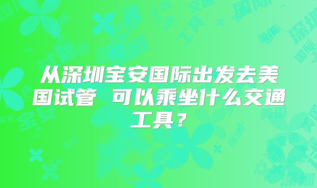 从深圳宝安国际出发去美国试管 可以乘坐什么交通工具?