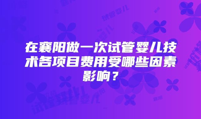 在襄阳做一次试管婴儿技术各项目费用受哪些因素影响?