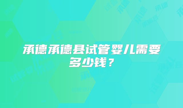 承德承德县试管婴儿需要多少钱?
